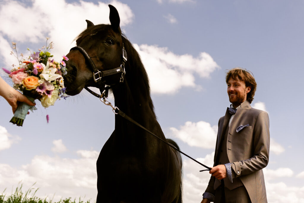 Bruidsfotografie met paarden sanne en sem